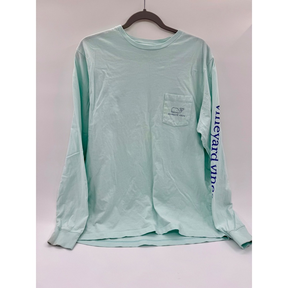 Vineyard Vines Mens Long Sleeve Graphic Pocket T-Shirt Seafoam Green Size M